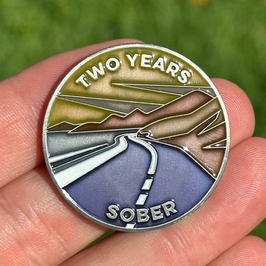 Two Years Sober achievement coin