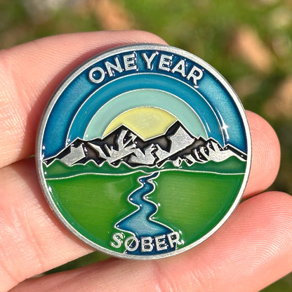 One Year Sober sobriety coin