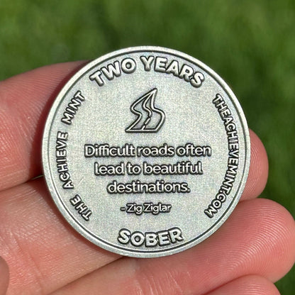 Two Years Sober achievement coin