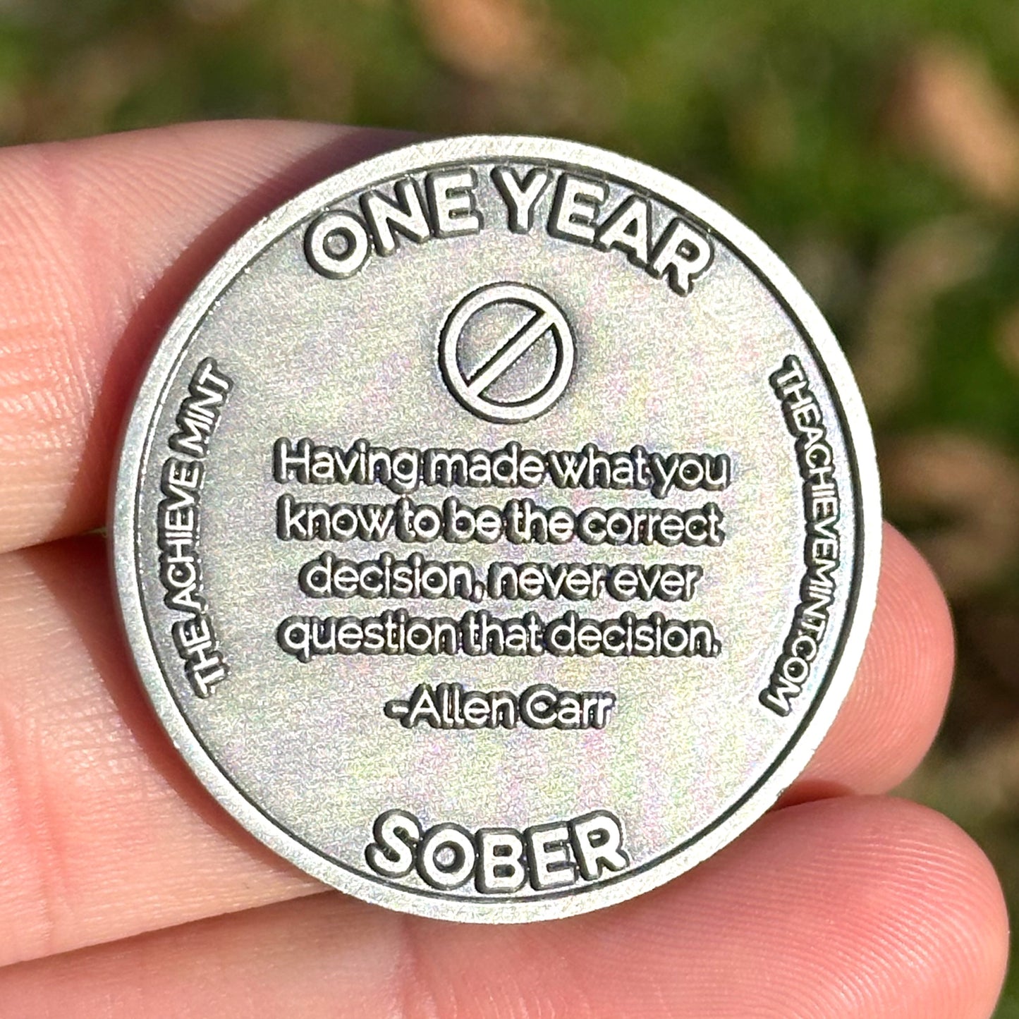 One Year Sober sobriety coin