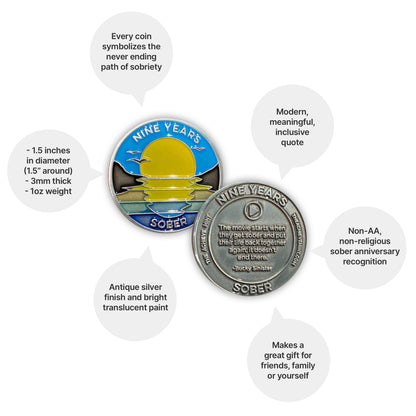 Nine Years Sober sobriety coin