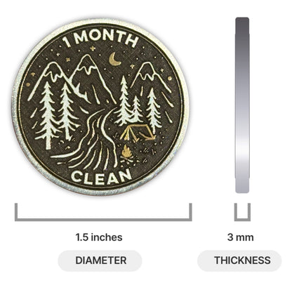 Custom Campsite at Night Sobriety Coin