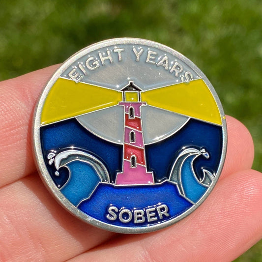 Eight Years Sober sobriety coin - The Achieve Mint