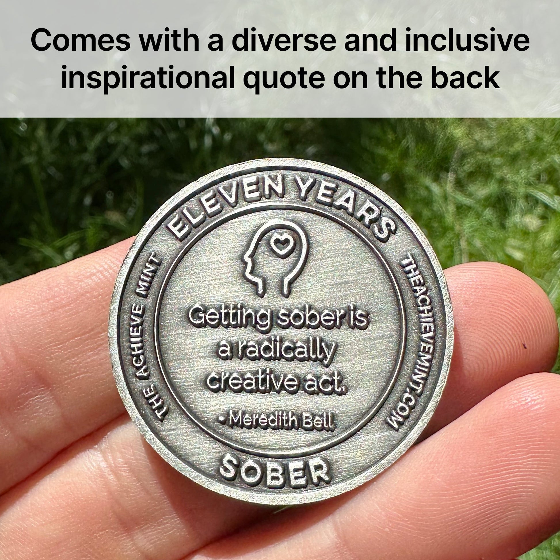 Eleven Years Sober sobriety coin - The Achieve Mint