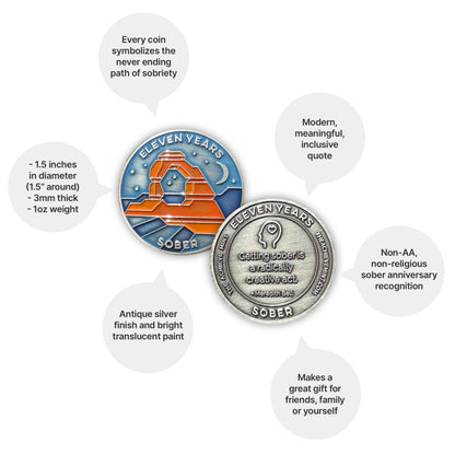 Eleven Years Sober sobriety coin - The Achieve Mint