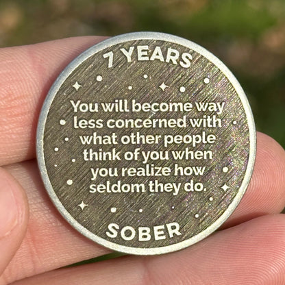 Custom Desert Night Sobriety Coin – Black, Silver, and Gold – Date on front, milestone and personal message on back