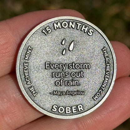 Fifteen Months Sober sobriety coin - The Achieve Mint