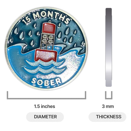 Fifteen Months Sober sobriety coin - The Achieve Mint