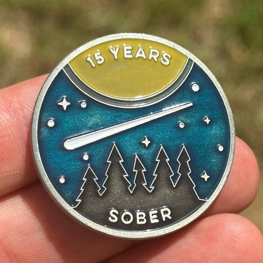 Fifteen Years sober sobriety coin - The Achieve Mint