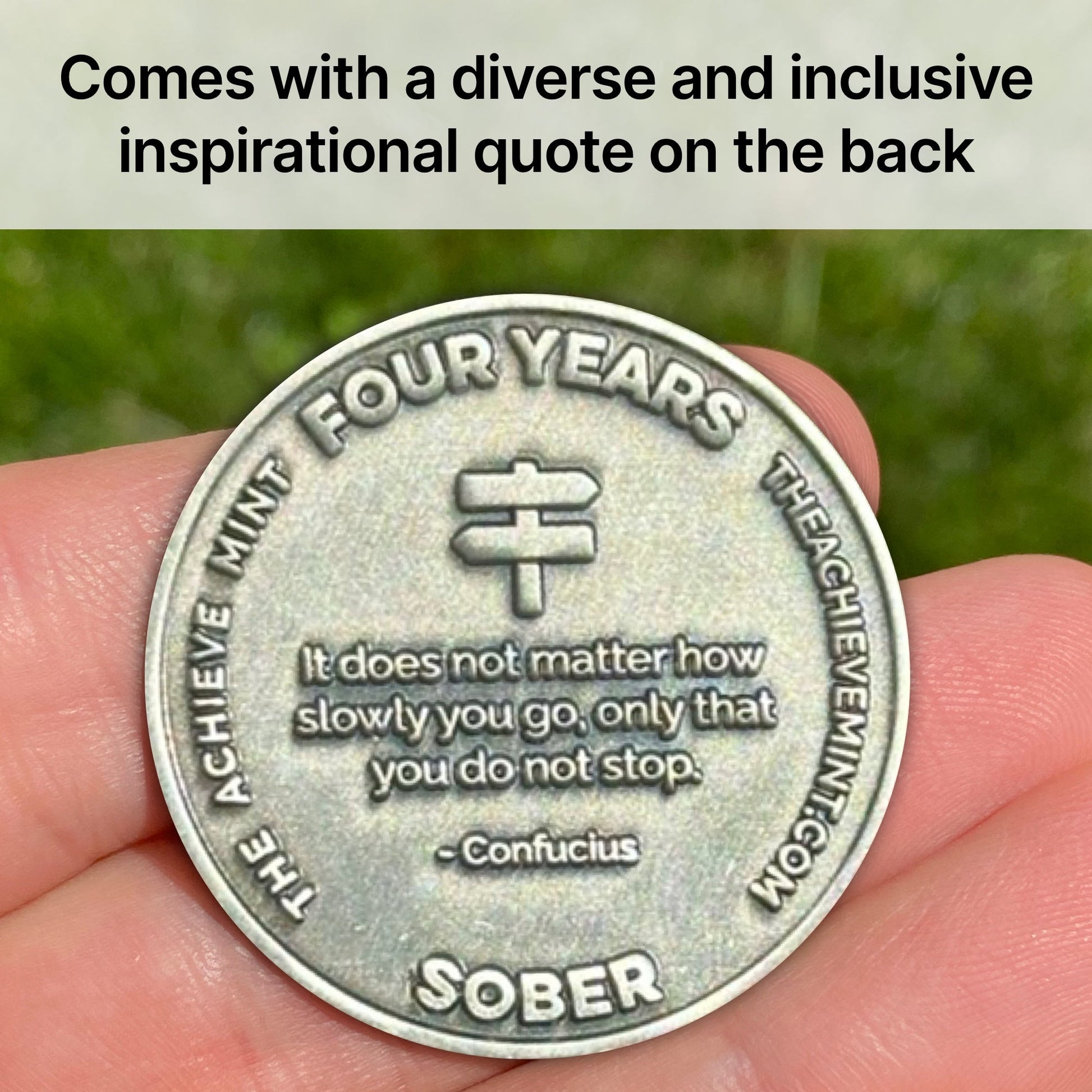 Four Years Sober sobriety coin - The Achieve Mint