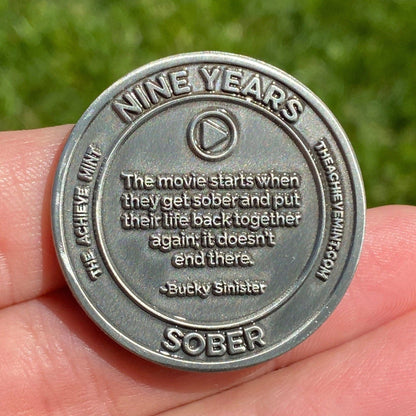 Nine Years Sober sobriety coin - The Achieve Mint