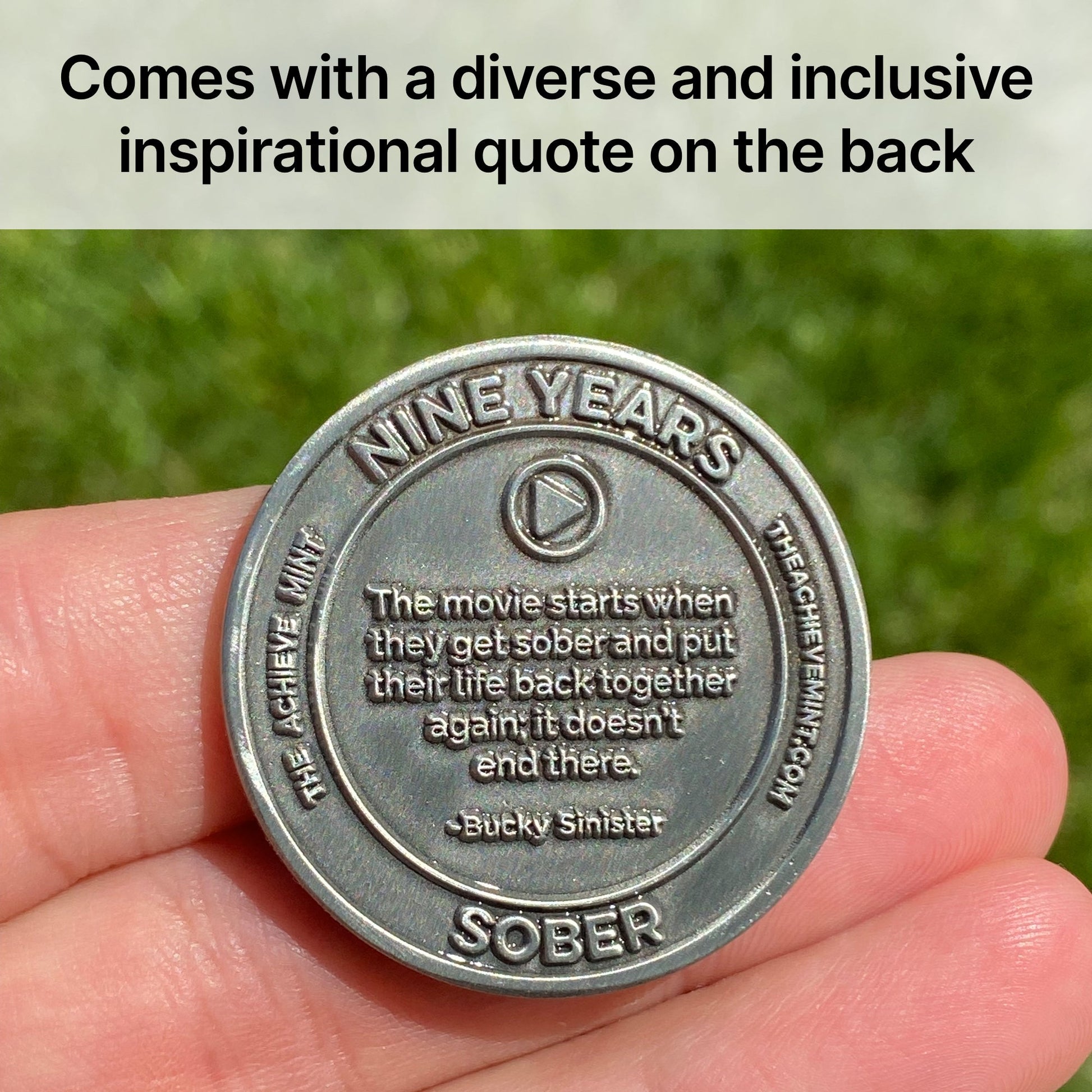 Nine Years Sober sobriety coin - The Achieve Mint