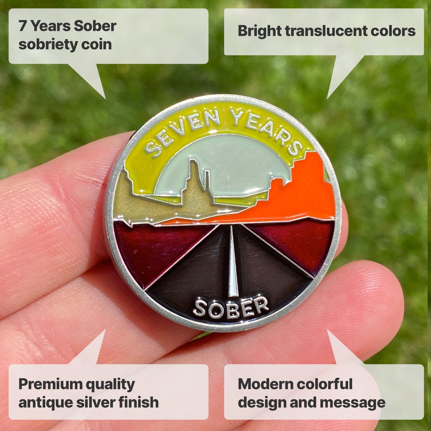 Seven Years Sober sobriety coin - The Achieve Mint