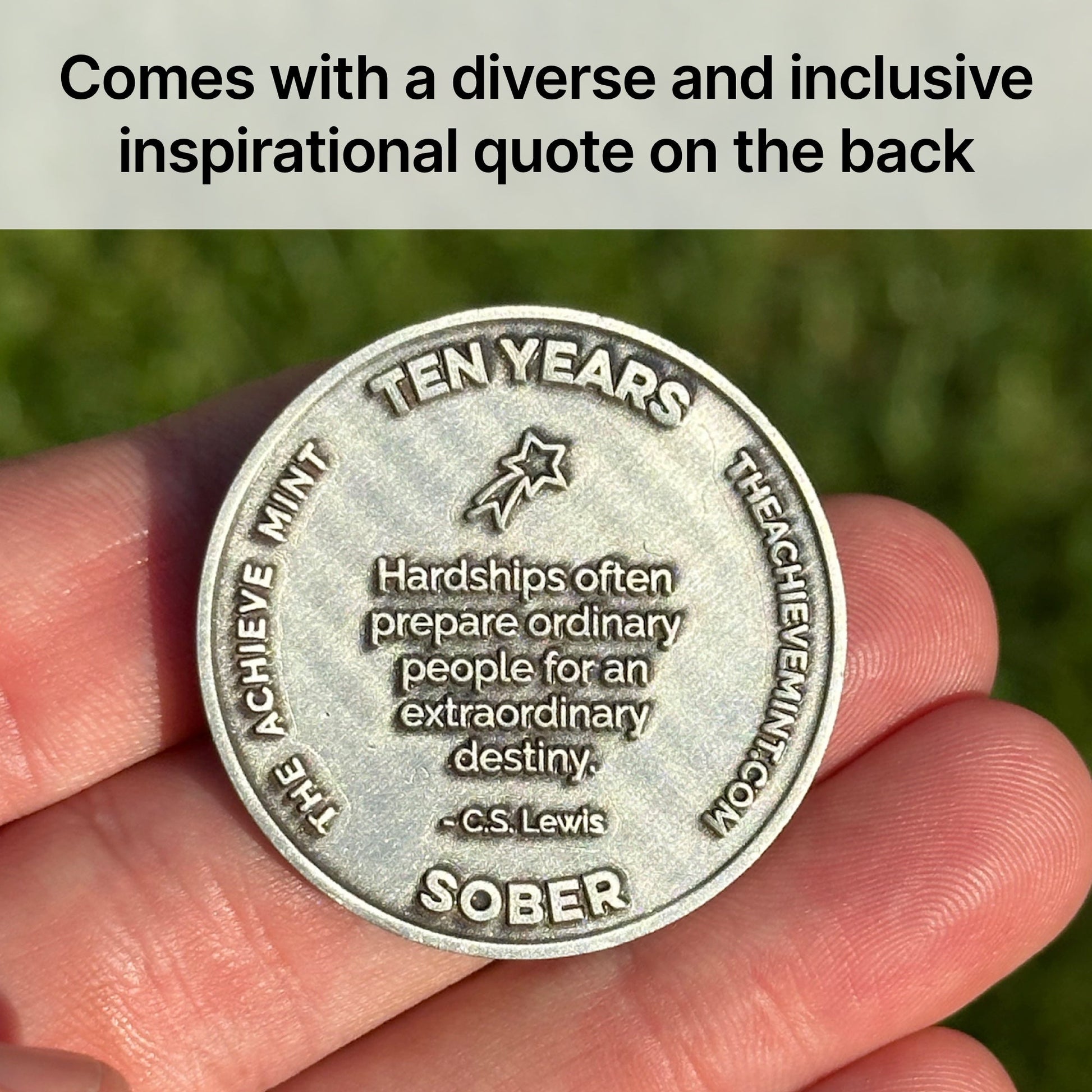 Ten Years Sober sobriety coin - The Achieve Mint