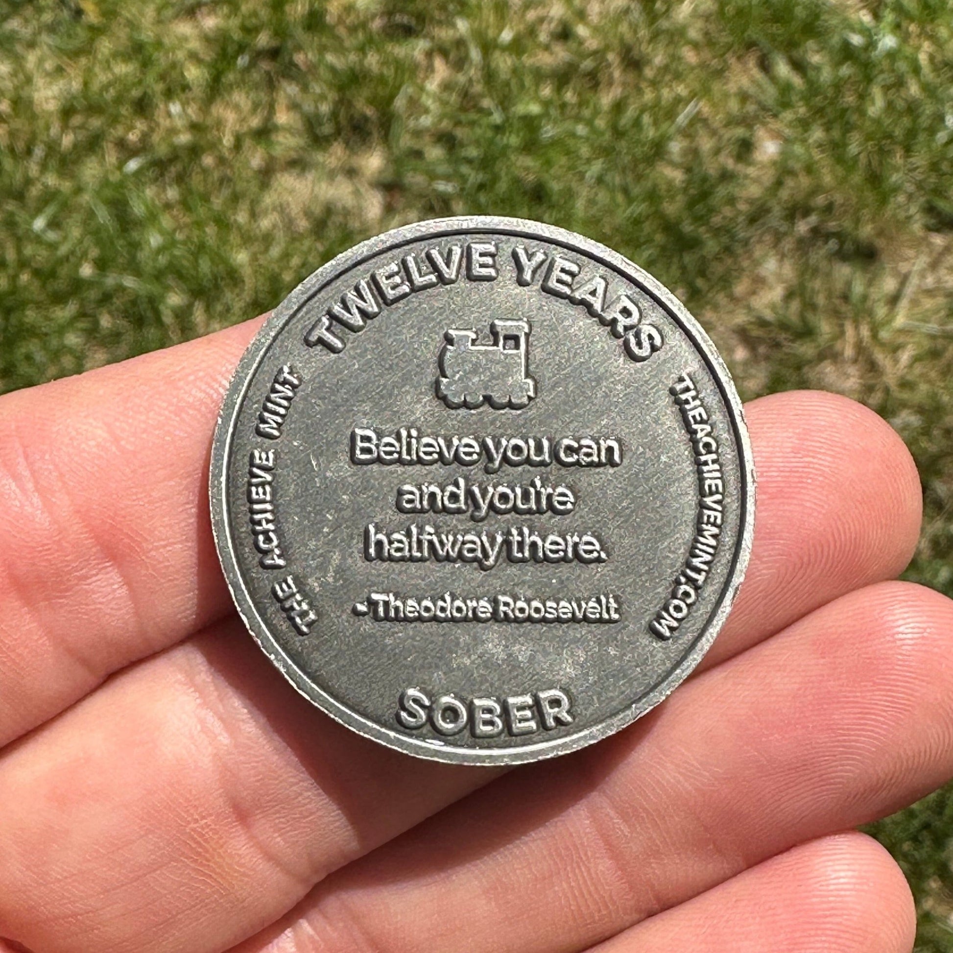 Twelve Years Sober sobriety coin - The Achieve Mint