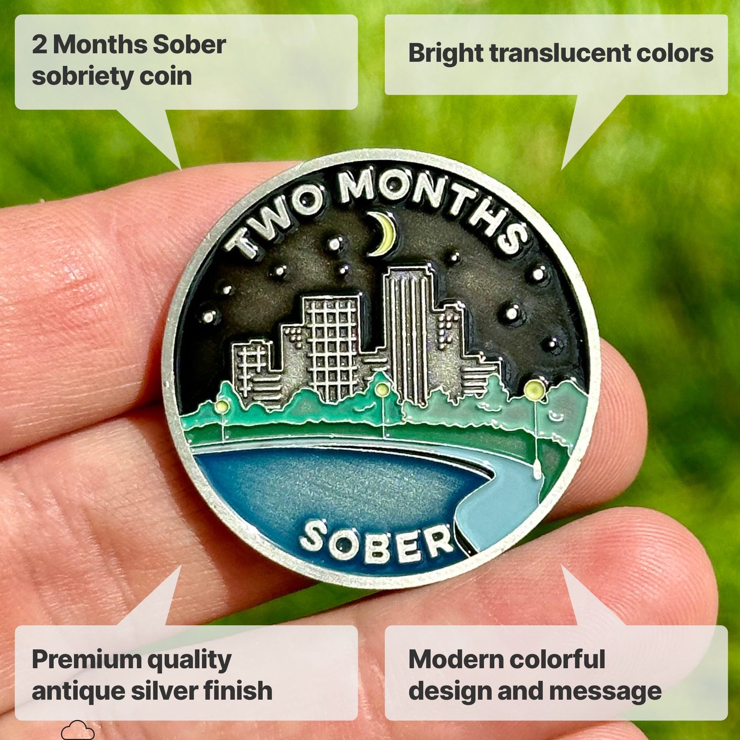 Two Months Sober sobriety coin - The Achieve Mint