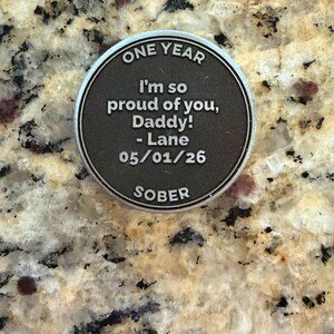 Calye's Custom Tent on Peaceful Lake sobriety coin