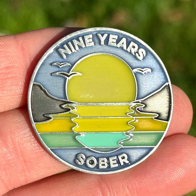 Customer photo for Nine Years Sober sobriety coin review