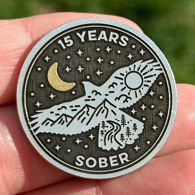 Customer photo for Custom Soaring Hawk sobriety coin review
