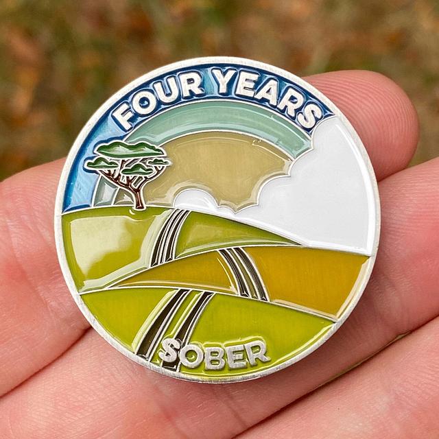 Customer photo for Four Years Sober sobriety coin review