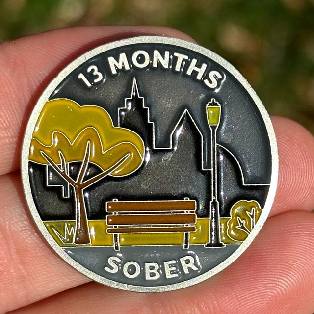 Customer photo for Thirteen Months Sober sobriety coin review