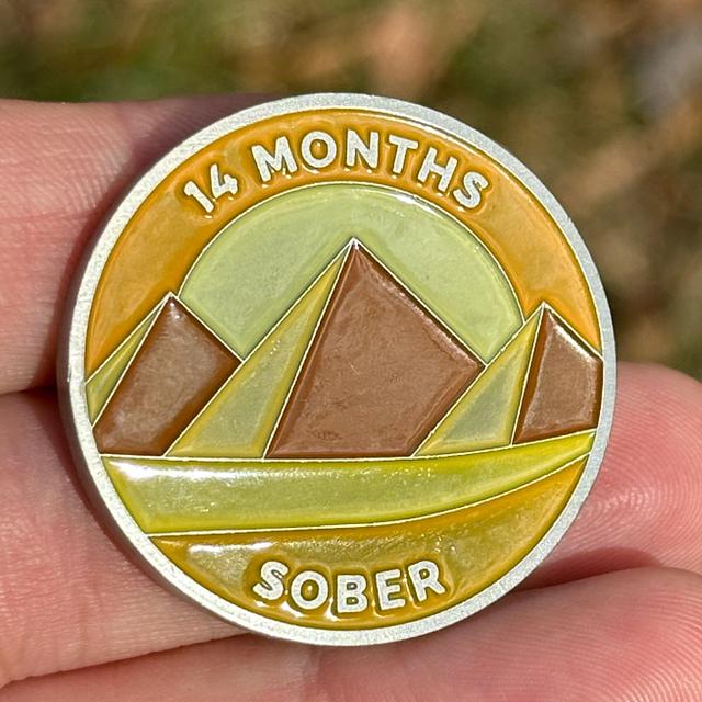 Customer photo for Fourteen Months Sober sobriety coin review