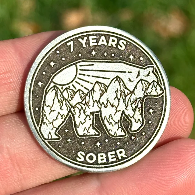 Custom Roaming Bear sobriety coin